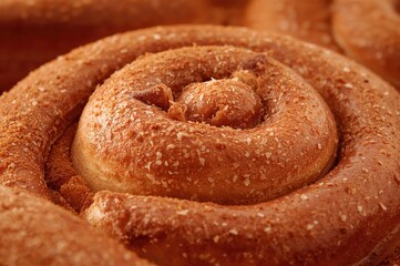 Fototapeta premium Close-up of a sugar and cinnamon swirl yeast bun