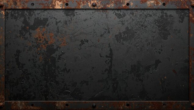 Worn dark metal texture with distressed areas, suitable for text overlay