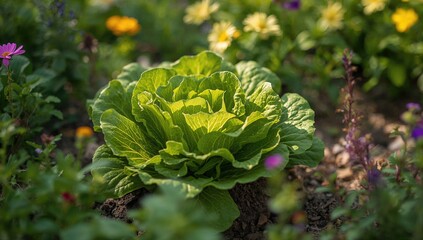 Growing lettuce in a garden, promoting fresh produce benefits