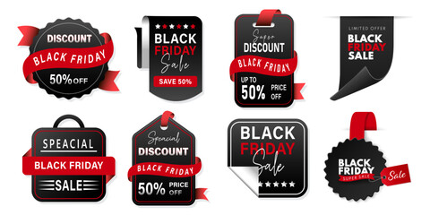 Black Friday sale Vector Tag for Exclusive Deals, black friday discount offer badges and labels design	
