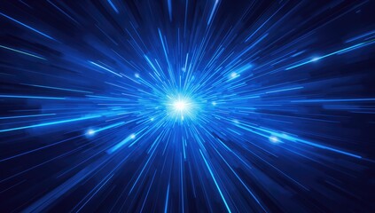 Obraz premium Fast-paced motion blur with blue light flare, ideal for dynamic backgrounds