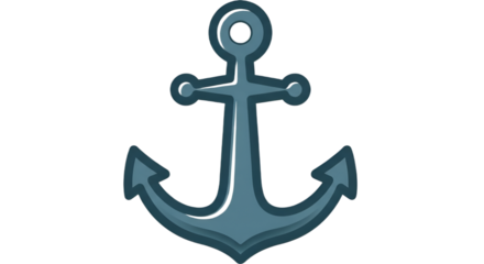 Illustration of an anchor in a stylized design set against a stark black background.