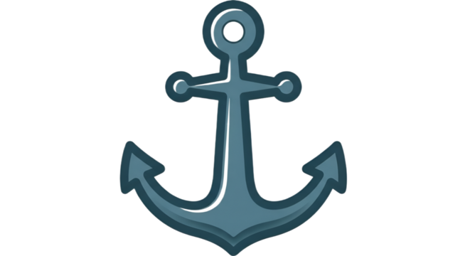 Illustration of an anchor in a stylized design set against a stark black background.
