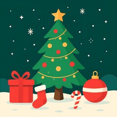 Obraz premium Christmas Winter Holiday Celebration Illustration