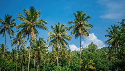 Lush palm trees in a tropical setting