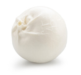 Ball of mozzarella or burrata cheese on white background. File clipping path.