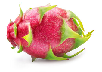 Red  pitahaya or red dragon fruit on white background.  File contains clipping path.