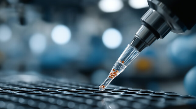 Ultra-modern genetics laboratory with laser-precision CRISPR tools modifying human DNA, floating neon holographic helix displaying active mutations, and robotic systems managing delicate gene samples