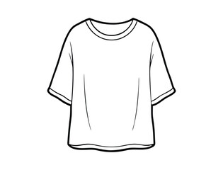 Simple white t shirt outline illustration for fashion design mockup