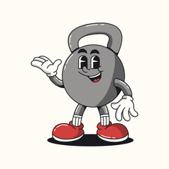 Mascot Cartoon barbell fitness Vector illustration hand drawn