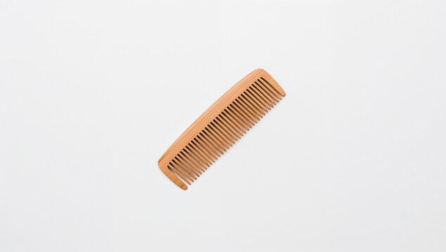 A single wooden comb for hair on a white background