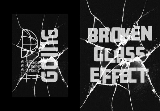 Broken Glass Poster Text & Logo Effect Mockup