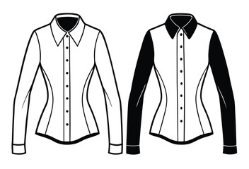Elegant womens shirts black and white business fashion vector illustration