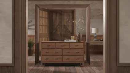 Entryway featuring a commode, practical storage solution for organized living spaces