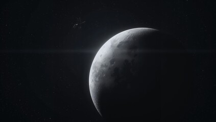 Naklejka premium Lunar Surface Illuminated by Nightlight with Crater Features