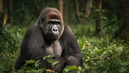 Obraz premium Female Eastern Lowland Gorilla Seated