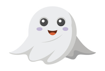 Cute Cartoon Ghost Illustration with Happy Expression for Halloween Season
