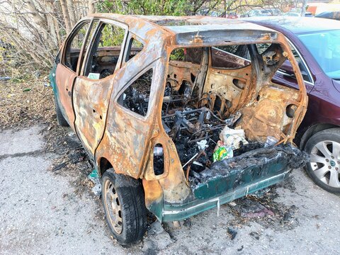 Spalony samoch&oacute;d.