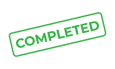 Green “COMPLETED” stamp text on a white background symbolizing task done, project finished, achievement, or success. Ideal for productivity, workflow, and business completion concepts.