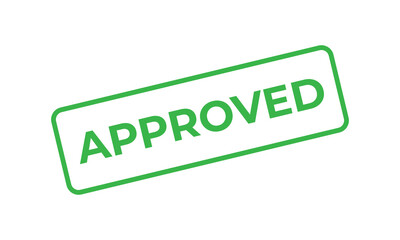 Green “APPROVED” stamp in bold uppercase letters on a white background. Symbol of confirmation, authorization, success, and validation for business, official, or project approval concepts.