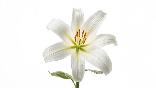 Lily flower on a white background, ideal for editorial header background - Powered by Adobe
