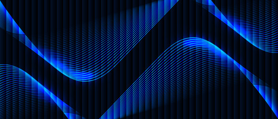 Naklejka premium Abstract Blue Wave Line Flow Digital Background, Modern, futuristic, and elegant design suitable for technology, sound wave, data visualization, and graphic design concepts.