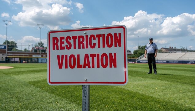 A Notice Indicating A Violation Of Regulations On A Baseball Field, Compliance