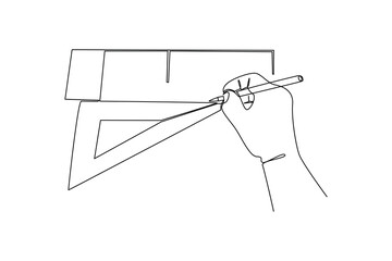 Simple continuous line drawing of all about building and architect activity. simple line, creativity designer. Vector, Designer.