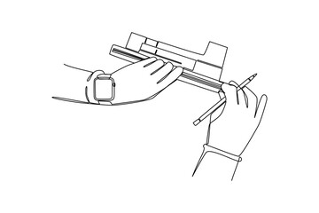 Simple continuous line drawing of all about building and architect activity. simple line, creativity designer. Vector, Designer.