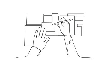 Simple continuous line drawing of all about building and architect activity. simple line, creativity designer. Vector, Designer.