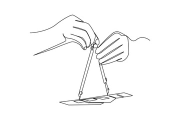 Simple continuous line drawing of all about building and architect activity. simple line, creativity designer. Vector, Designer.