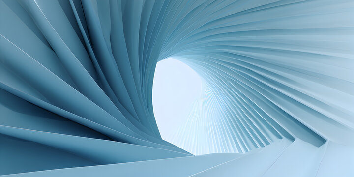 Captivating abstract blue architectural tunnel with smooth, flowing lines creating a sense of depth and modern elegance.