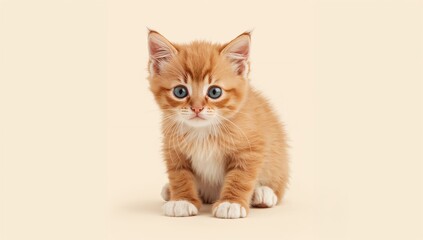 Obraz premium Adorable Orange Siamese Kitten, playful demeanor, isolation