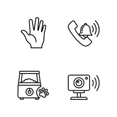 Obraz premium Line icons of smart home devices including camera, pet feeder, and phone 