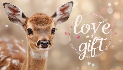 A charming little doe offering affection, perfect for a lighthearted love greeting card