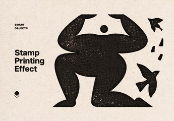 Vintage Stamp Print Effect Mockup