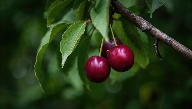 Cherry Plums Hanging from a Tree, Seasonal Change