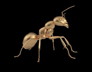 Premium 3D Gold Ant Sculpture in Sitting Position