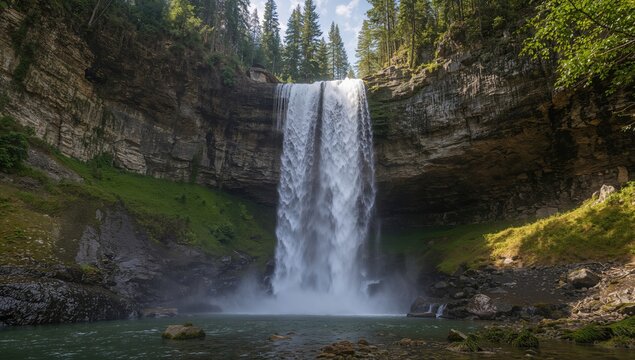 Urlatoarea waterfall cascading through the Bucegi mountains, showcasing natural beauty and preservation