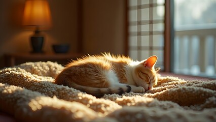 暖かい部屋で眠る猫｜Sleeping Cat in a Warm Room