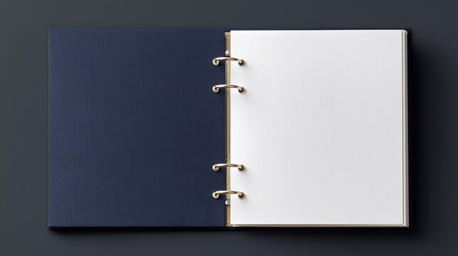 minimal navy ring binder with blank pages
