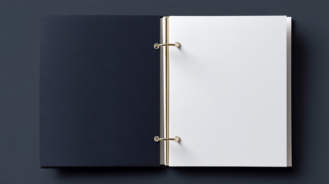 minimal navy ring binder with blank pages
