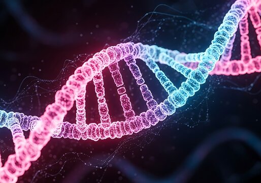 DNA Double Helix - Genetic Code and Molecular Biology Visualization. - Powered by Adobe