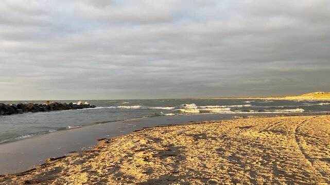 Baltic sea near Ahrenshoop, Germany, beautiful light, beach waves, fall season