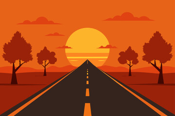 road in the sunset
