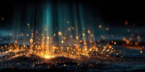 Obraz premium A cinematic background of golden bokeh lights with glowing light