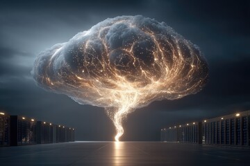 A cinematic ultra-realistic visualization of glowing data parameter