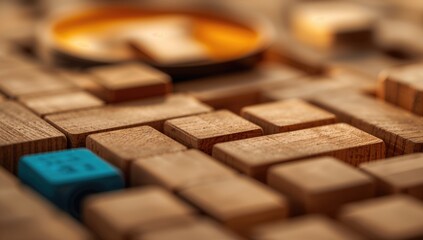 Detailed View of Wooden Game Blocks, Enhancing Cognitive Skills