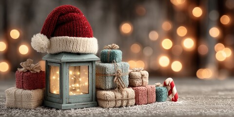 A festive christmas-themed background with glowing lights present