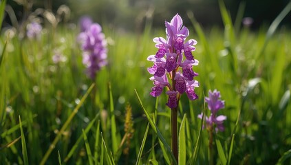 Obraz premium Vibrant wild orchid flowers of Ophrys kotschyi in full bloom